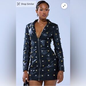 Studded Black Leather Dress